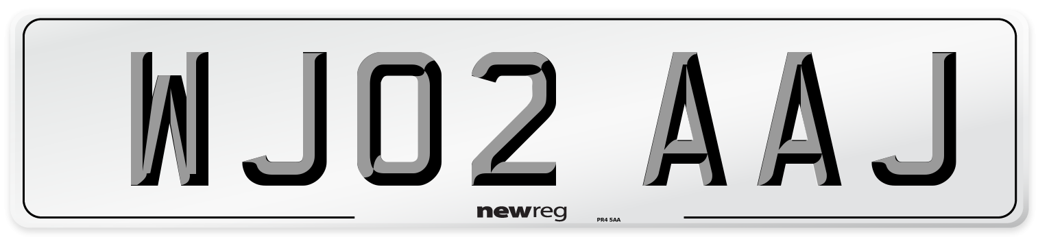WJ02 AAJ Number Plate from New Reg
